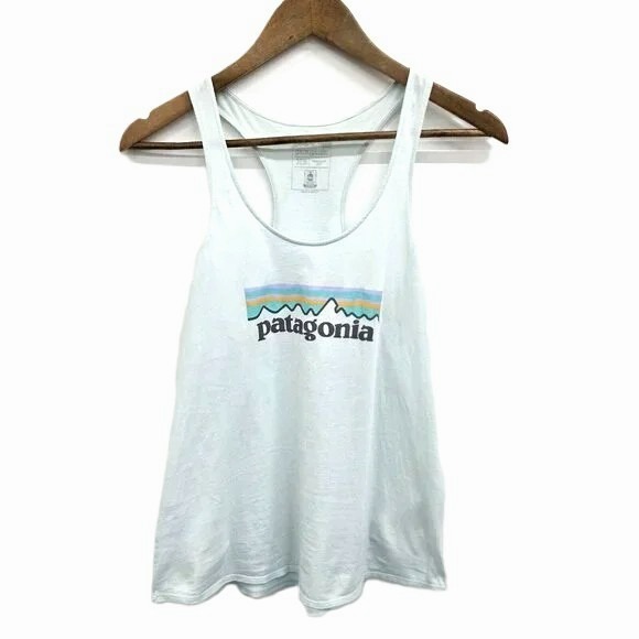 Patagonia Tops - Patagonia Womens XS Light Teal Racerback Scoop Neck Logo Athletic Tank Top